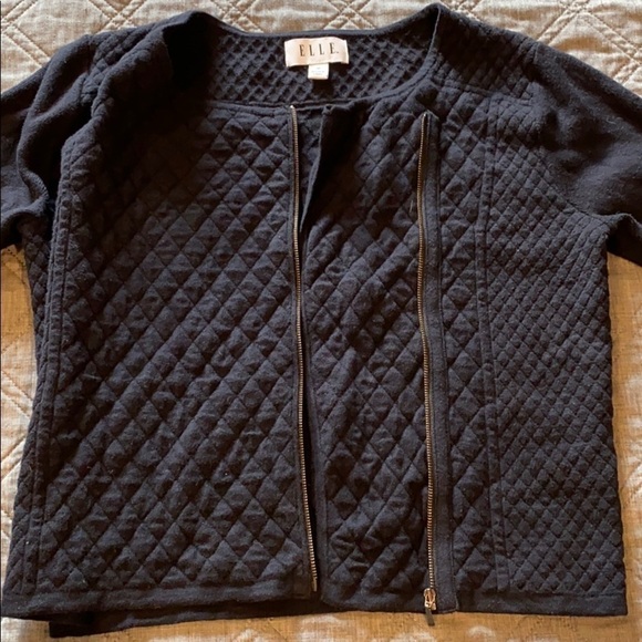 Elle Quilted Moto Textured Cardi Sweater EUC - Picture 6 of 11